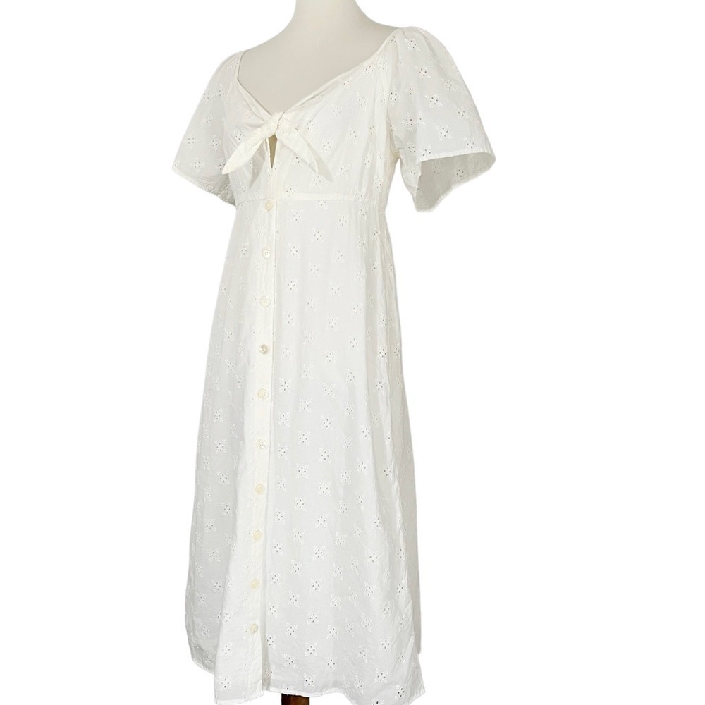 Madewell Eyelet Tie-Front Midi Dress - Picture 7 of 12